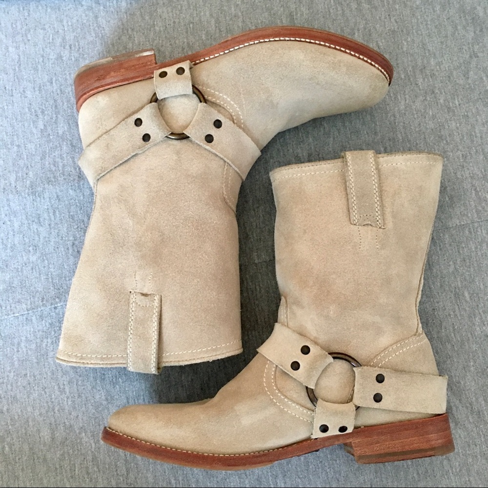 Frye Womens Maxine Trapunto Shortie Boots Stone 10